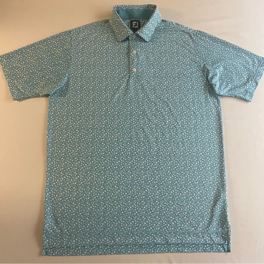 FootJoy Floral Golf Polo Men L Tulips Performance Stretch Shirt - Picture 2 of 12